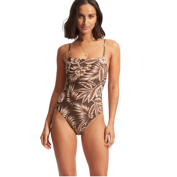 New sea Folly Island in the Sun Square Neck One Piece swimsuit  USA 6 AU 10 - Picture 4 of 6